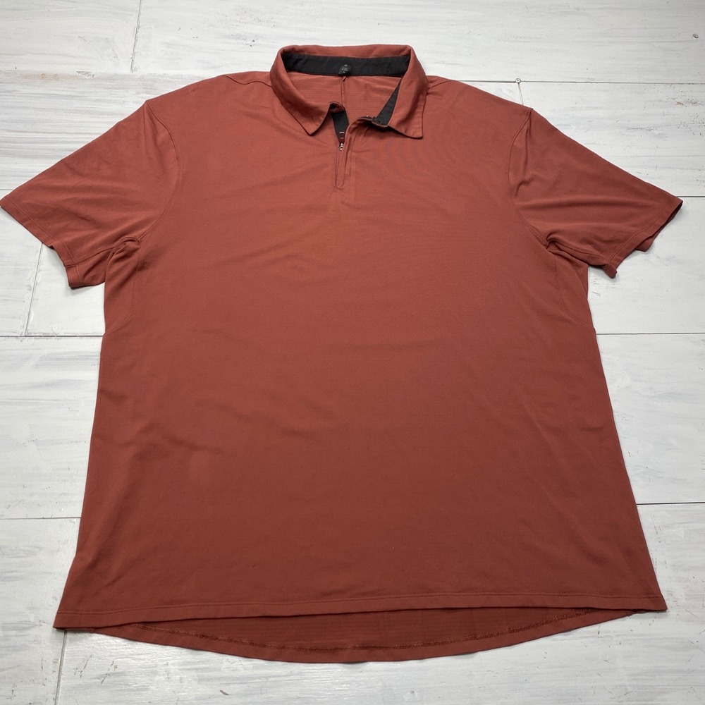 Lululemon Metal Vent Tech Polo Shirt Mens XXL Rust Orange Quarter Zip Golf Top
